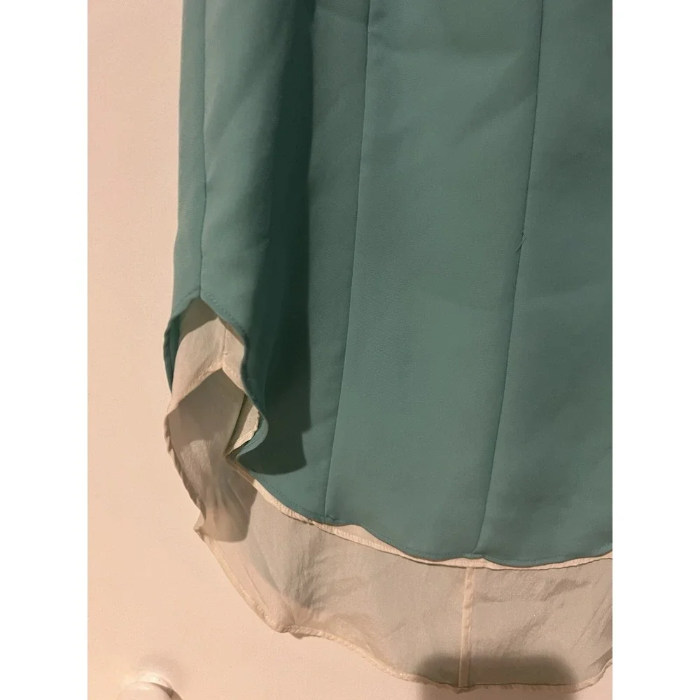 RAG & BONE Sleeveless Aqua Blue Zip-Up Top Sz XXS Silk/Poly/Leather